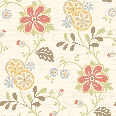 Brewster Wallcovering Amelie Red Modern Floral Trail Red