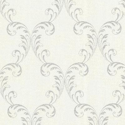 Brewster Wallcovering Quill Platinum Ironwork Leaf  Platinum