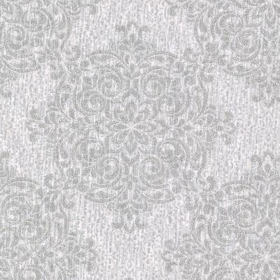 Brewster Wallcovering Gabrielle Silver Lace Feature Silver