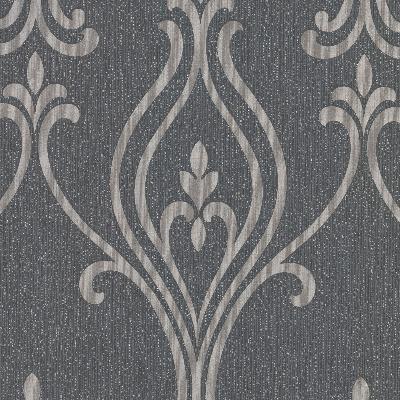 Brewster Wallcovering Luca Charcoal Damask  Charcoal