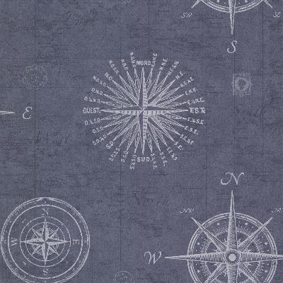 Brewster Wallcovering Navigate Ocean Vintage Compass Ocean