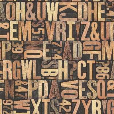 Brewster Wallcovering Letterpress Sand Typography Sand