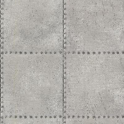 Brewster Wallcovering Riveted Silver Industrial Tile Silver