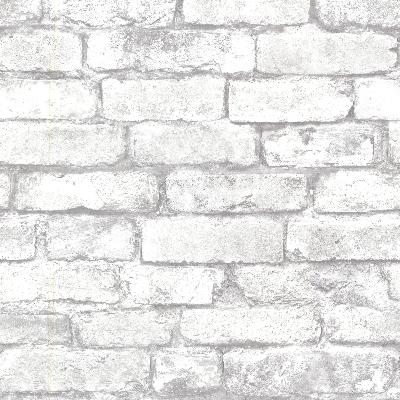 Brewster Wallcovering Brickwork Light Grey Exposed Brick Texture Light Grey