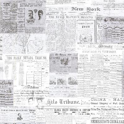 Brewster Wallcovering Gazette Grey Vintage Newsprint Grey