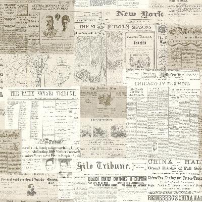 Brewster Wallcovering Gazette Khaki Vintage Newsprint Khaki