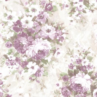 Brewster Wallcovering Belle Purple Floral Bouquet  Purple