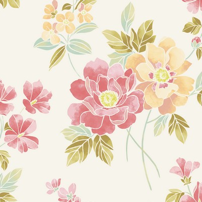 Brewster Wallcovering Claressa Apricot Floral Wallpaper Apricot