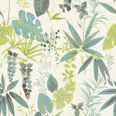 Brewster Wallcovering Descano Flower Green Botanical Wallpaper Green