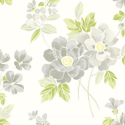 Brewster Wallcovering Claressa Grey Floral Wallpaper Grey