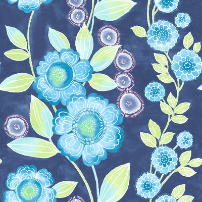 Brewster Wallcovering Bloom Blue Floral Wallpaper Blue