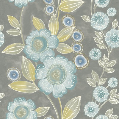 Brewster Wallcovering Bloom Grey Floral Wallpaper Grey