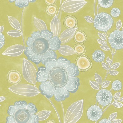 Brewster Wallcovering Bloom Green Floral Wallpaper Green