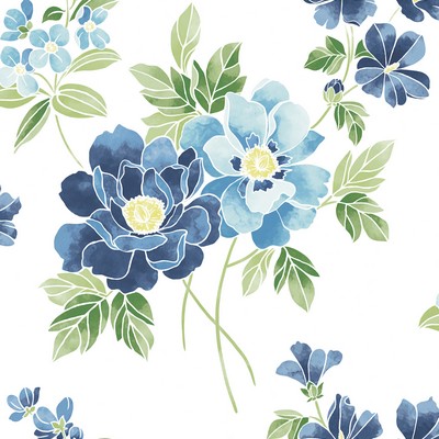 Brewster Wallcovering Claressa Blueberry Large Floral Wallpaper Blueberry