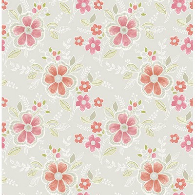 Brewster Wallcovering Chloe Peach Floral Peach