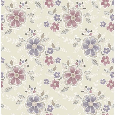 Brewster Wallcovering Chloe Purple Floral Purple