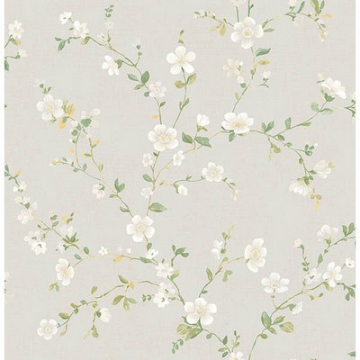 Brewster Wallcovering Delphine White Floral Trail White