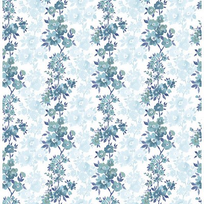 Brewster Wallcovering Charlise Blue Floral Stripe Blue