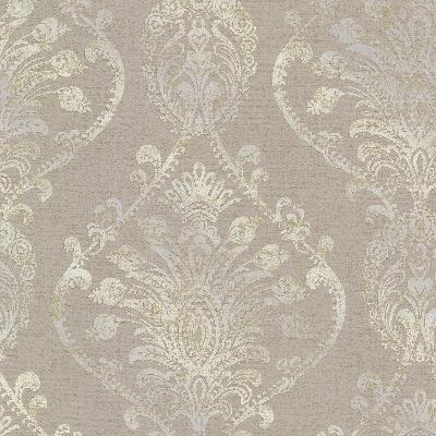 Brewster Wallcovering Noble Taupe Ornate Damask Taupe