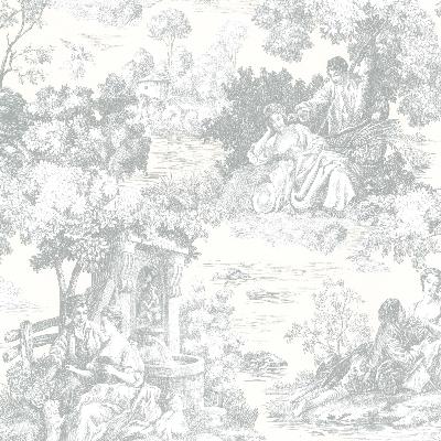 Brewster Wallcovering Isabella Teal Toile Teal