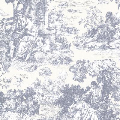 Brewster Wallcovering Isabella Blue Toile Blue