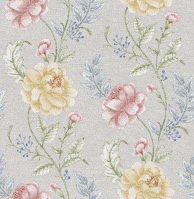 Brewster Wallcovering Summer Palace Grey Floral Trail Grey