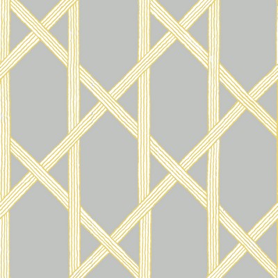 Brewster Wallcovering Mandara Grey Trellis Wallpaper Grey/Yellow