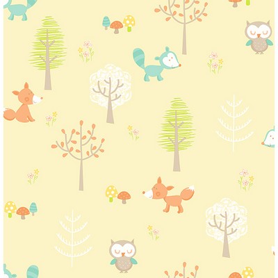 Brewster Wallcovering Forest Friends Yellow Animal  Yellow