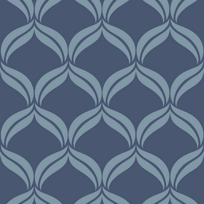 Brewster Wallcovering Petals Blue Ogee Wallpaper Blue
