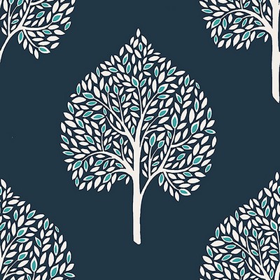 Brewster Wallcovering Grove Blue Tree Wallpaper Blue