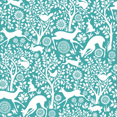 Brewster Wallcovering Meadow Teal Animals Wallpaper Teal