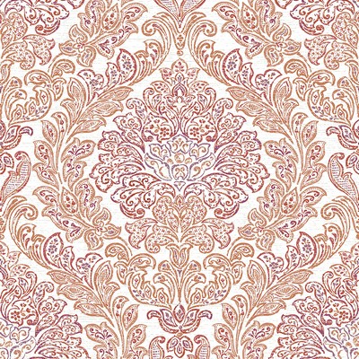 Brewster Wallcovering Fontaine Orange Damask Wallpaper Orange