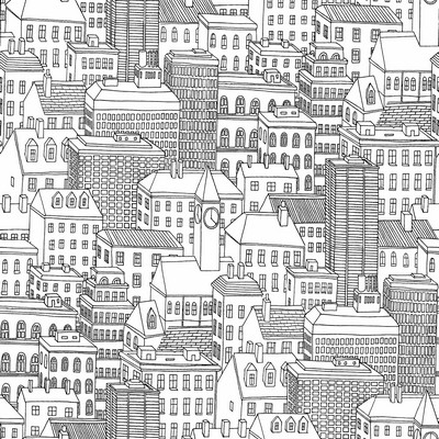 Brewster Wallcovering Limelight White City Wallpaper Black