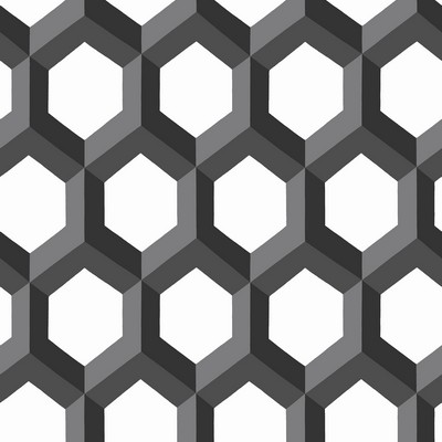 Brewster Wallcovering Hex Black Geometric Wallpaper Black