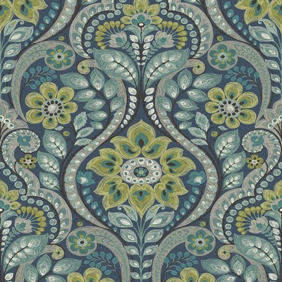 Brewster Wallcovering Night Bloom Navy Damask Wallpaper Navy