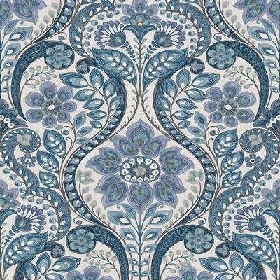 Brewster Wallcovering Night Bloom Blue Damask Wallpaper Blue