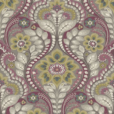 Brewster Wallcovering Night Bloom Grey Damask Wallpaper Grey