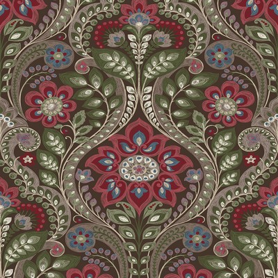 Brewster Wallcovering Night Bloom Chocolate Damask Wallpaper Chocolate