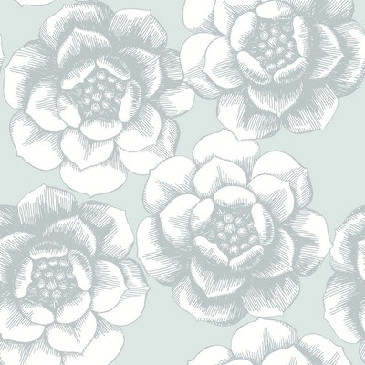 Brewster Wallcovering Fanciful Silver Floral Wallpaper Silver