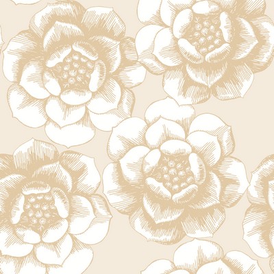 Brewster Wallcovering Fanciful Gold Floral Wallpaper Gold