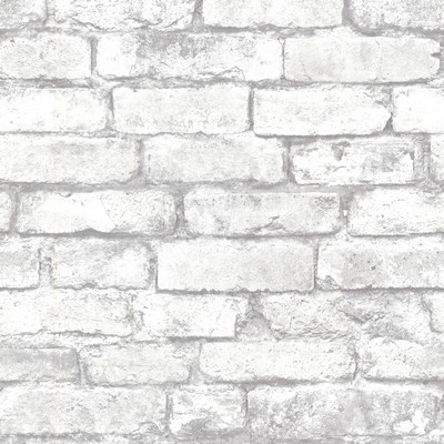 Brewster Wallcovering Davis White Brick Wallpaper Off-White