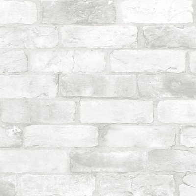 Brewster Wallcovering Adams White Reclaimed Bricks Wallpaper White
