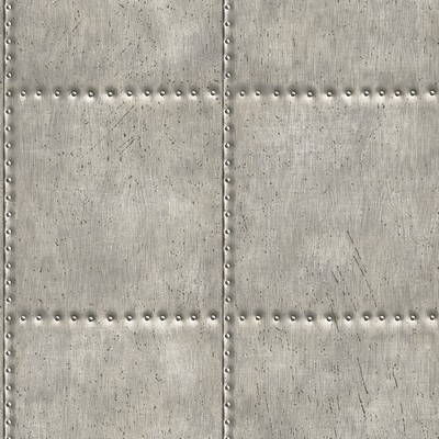 Brewster Wallcovering Indium Silver Sheet Metal Wallpaper Silver