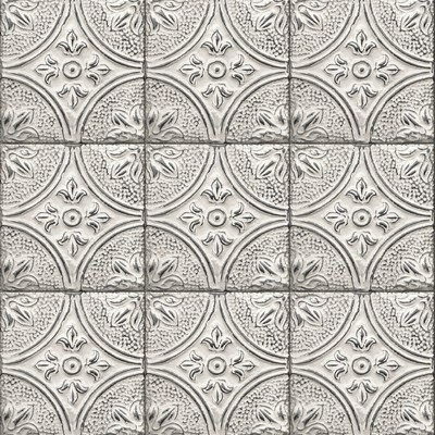 Brewster Wallcovering Brasserie Silver Tin Ceiling Tile Wallpaper Silver