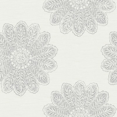 Brewster Wallcovering Sol Light Grey Medallion Wallpaper Light Grey
