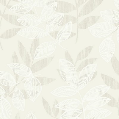 Brewster Wallcovering Chimera Champagne Flocked Leaf Wallpaper Champagne