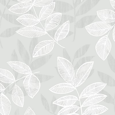 Brewster Wallcovering Chimera Silver Flocked Leaf Wallpaper Silver