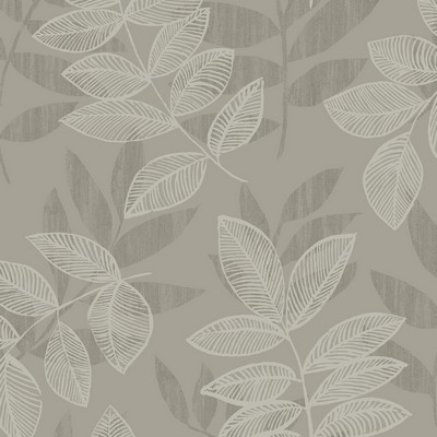 Brewster Wallcovering Chimera Platinum Flocked Leaf Wallpaper Platinum