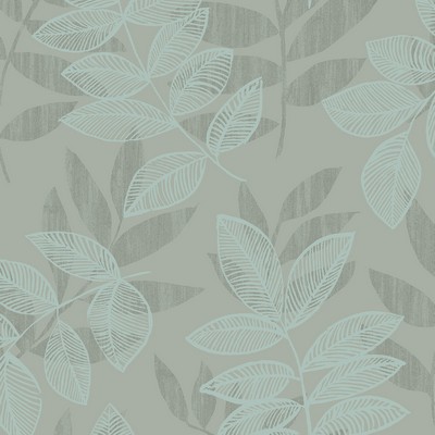 Brewster Wallcovering Chimera Turquoise Flocked Leaf Wallpaper Turquoise