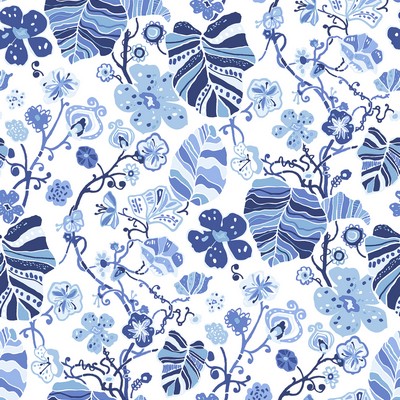 Brewster Wallcovering Gwyneth Indigo Floral Wallpaper Indigo